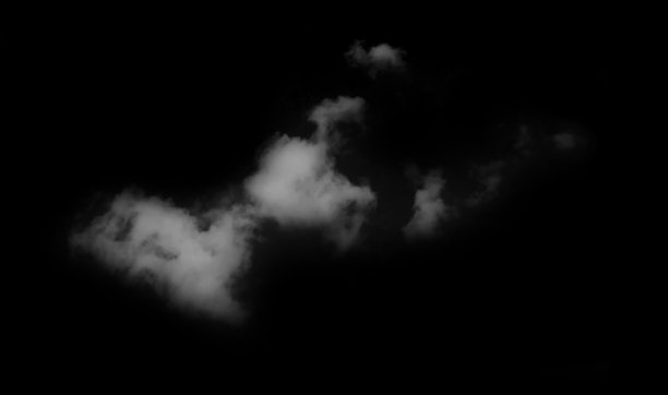 集云白色孤立元素黑色背景。图片下载