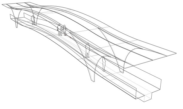 人行天桥概念的3D插图图片下载