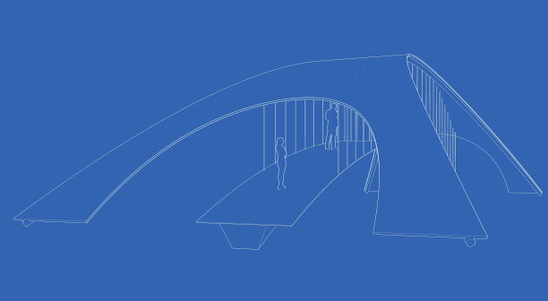 人行天桥概念的3D插图图片下载