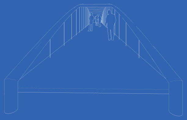 人行天桥概念的3D插图图片下载