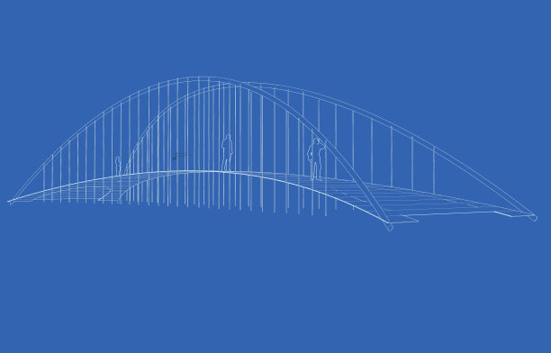 人行天桥概念的3D插图图片下载