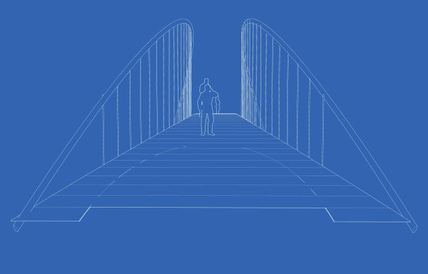 人行天桥概念的3D插图图片下载