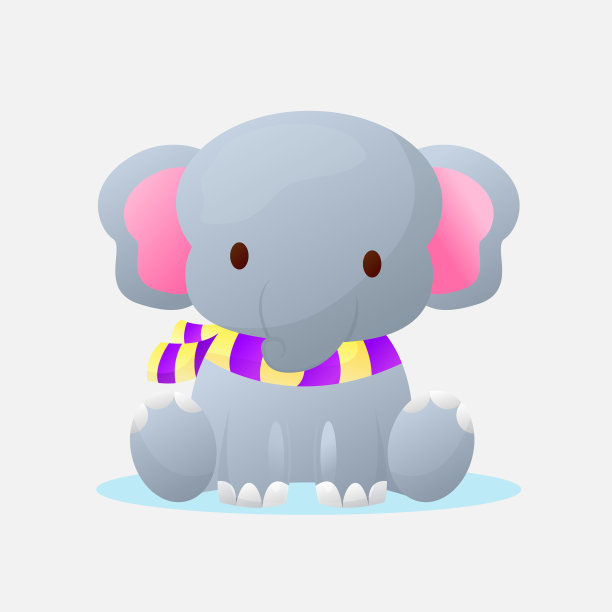 可爱的大象设计梯度矢量插图图片下载