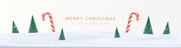 圣诞背景与雪，糖果手杖，和圣诞树。图片下载