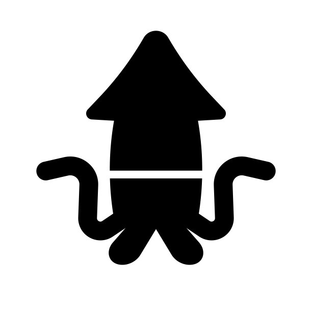 简单的鱿鱼剪影图标。向量。图片下载