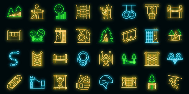 绳索公园图标轮廓矢量图图片下载