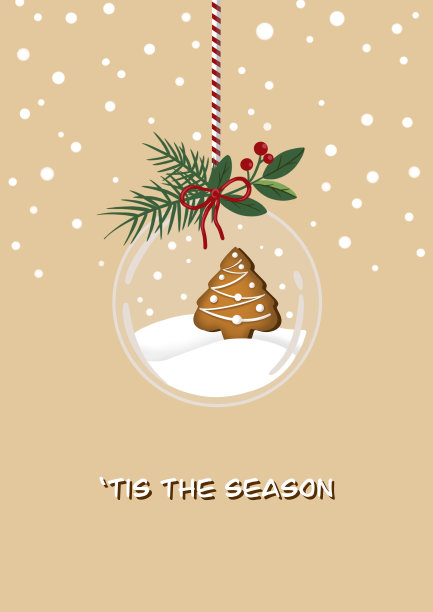 有玻璃球和圣诞树的圣诞卡图片下载