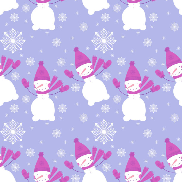 冬季印花与雪人和雪花图片下载