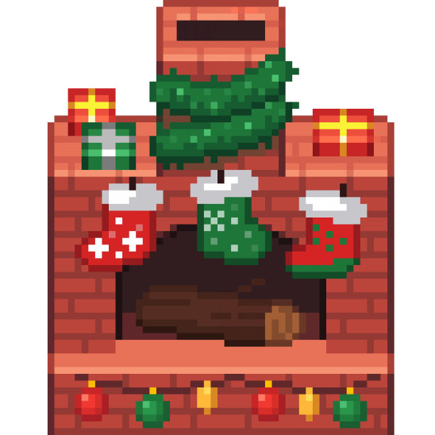 复古卡通圣诞炉图片下载