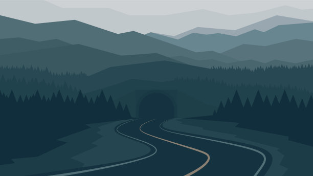 这条路进入山中的隧道的神秘景象。图片下载