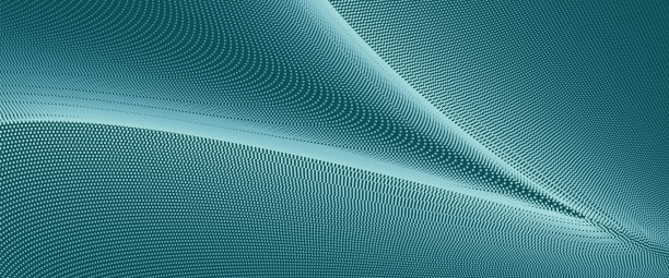 明亮的蓝绿色技术背景与斑点曲线。未来的发光模式虚线。抽象的设计。创意创新的概念登陆页，演示文稿，横幅，网站，凭证，优惠券，传单图片下载