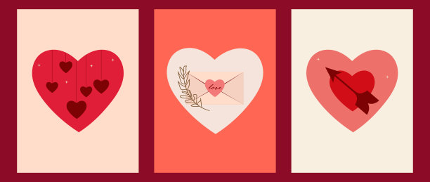 情人节用的矢量卡片。图片下载