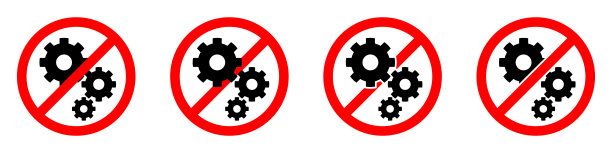 禁止齿轮图标。禁止齿轮。矢量插图。图片下载