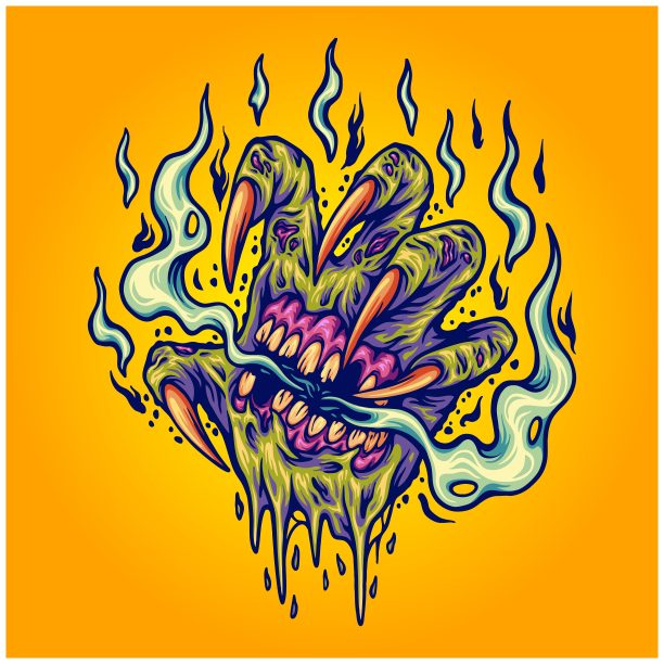 恐怖怪物手烟插图图片下载