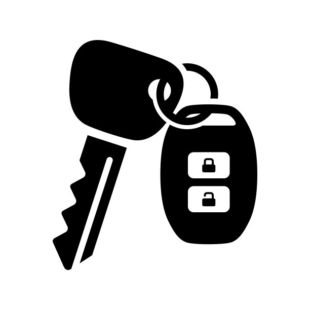 汽车钥匙简单的平面图标矢量插图图片下载