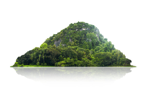 全景岛，小山，山孤立在白色背景上。图片下载