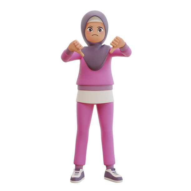3d渲染可爱的穆斯林妇女运动图片下载