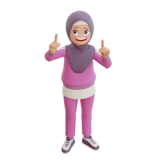 3d渲染可爱的穆斯林妇女运动图片下载