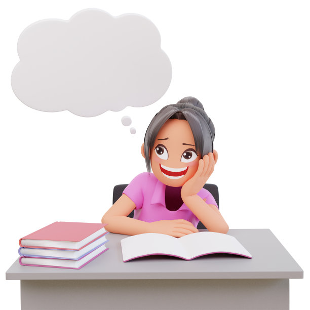 3d渲染可爱的女孩学生图片下载