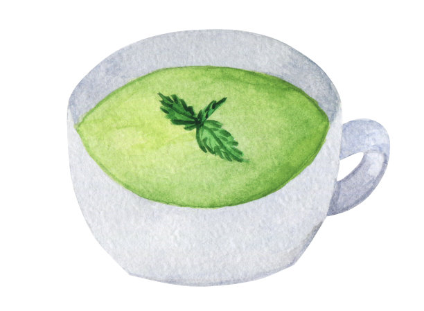 拿铁抹茶日本绿茶。杯子里有用的治疗饮料。东方传统美食。图片下载