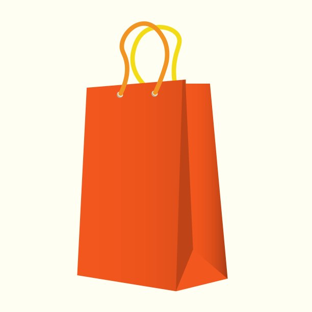 橙色回收纸购物袋的孤立插图，用于网上商店，促销，折扣，限时抢购的元素图片下载