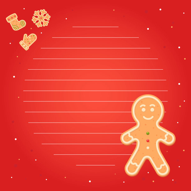 姜饼人。笔记。配方。请注意。平面，卡通，矢量图片下载