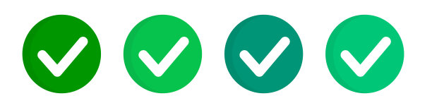 绿色复选标记图标设置与不同的颜色。向量。图片下载