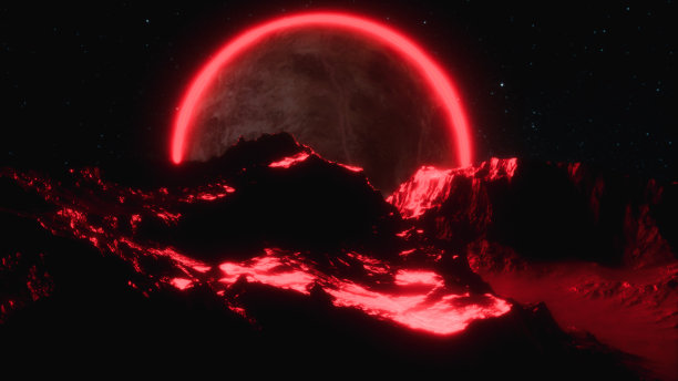 外星球上的红光(3d渲染)图片下载