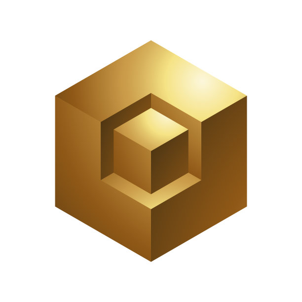 白色背景上的金色抽象立方体图片下载