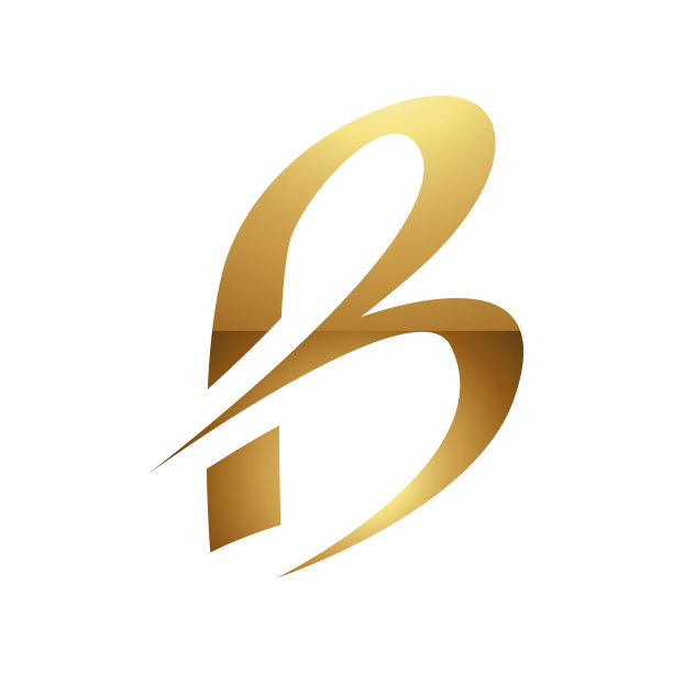 白色背景上的金色字母b符号图片下载