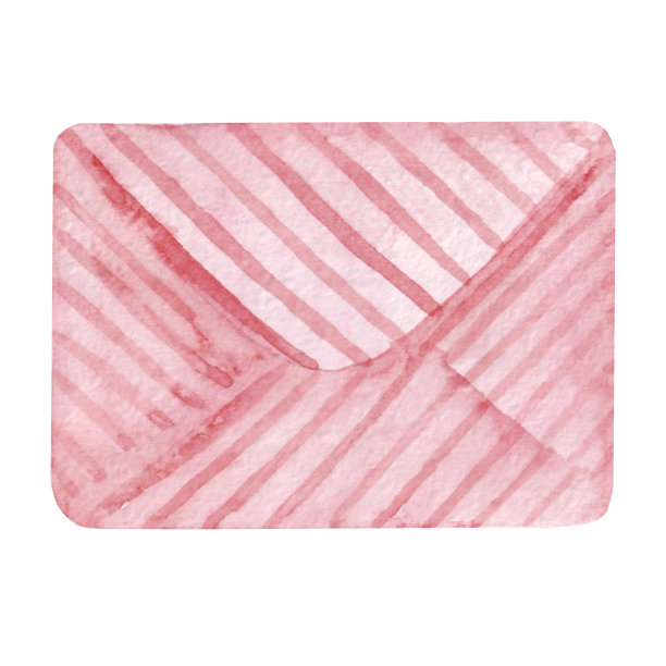 水彩插图，可爱的粉红色信封孤立在白色背景。图片下载