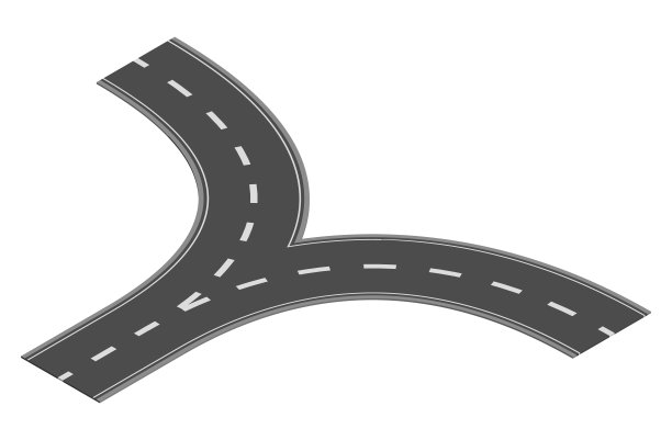 等距道路元素用于公路城市街道地图交通创建。有弯道和十字路口的道路和路线的沥青部分图片下载