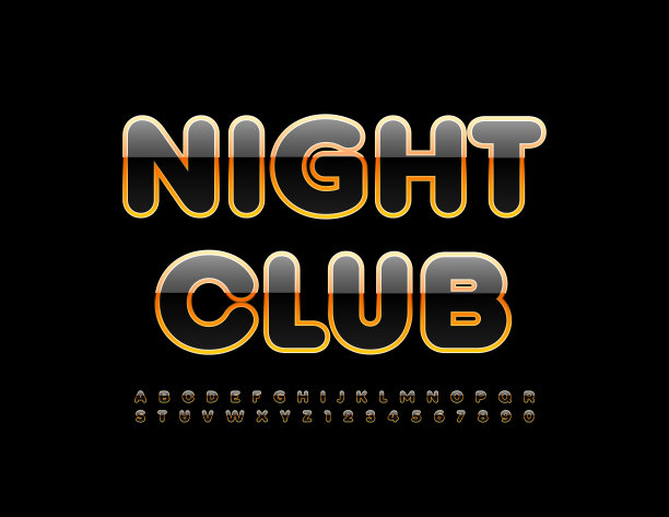 向量新潮的标志夜总会风格字母，数字和符号集图片下载