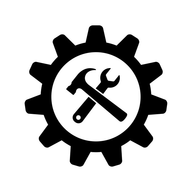 齿轮标志，锤子，扳手图标图片下载