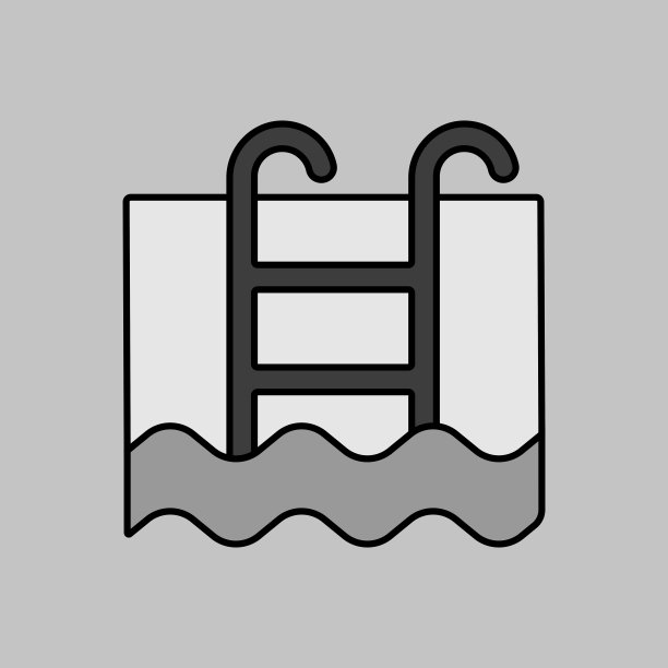 游泳池平面矢量灰度图标图片下载