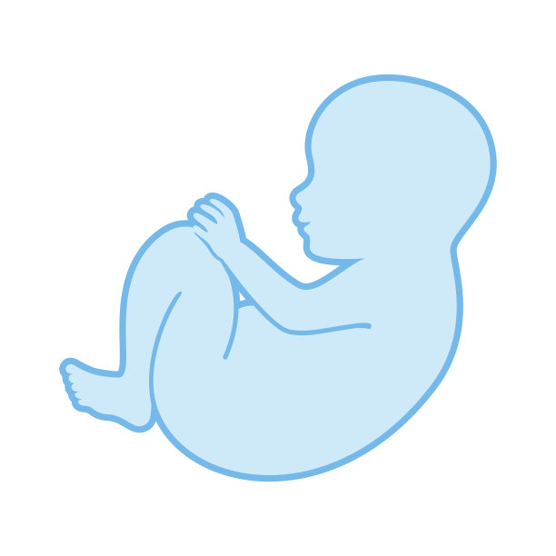可爱的男婴新生儿蓝色轮廓图标矢量图片下载