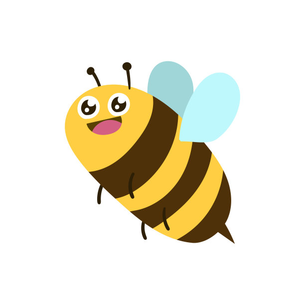 可爱的卡通蜜蜂在白色背景插图图片下载