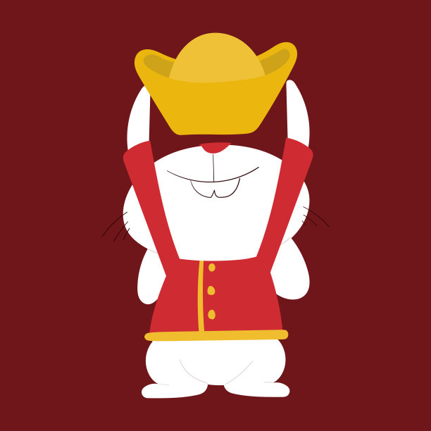 快乐的中国新年与可爱的兔子与财富金钱。动物假期卡通人物图片下载