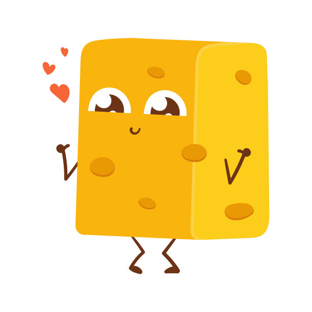 可爱的快乐奶酪角色。有趣的食物表情符号在平面风格。乳制品表情符号插图图片下载