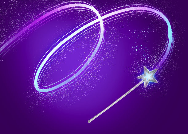 美丽的魔法棒与仙女在紫罗兰的背景闪闪发光图片下载