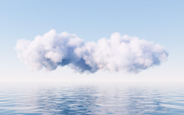 云和水面，三维渲染。图片下载