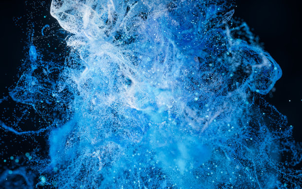 抽象波粒子，扩散粉末，三维渲染。图片下载