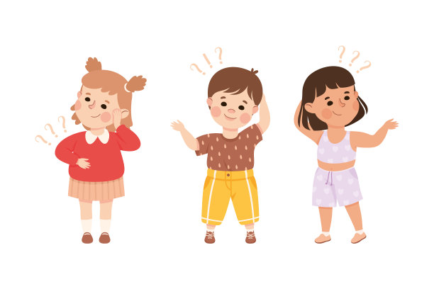 困惑的小男孩和小女孩带着问号图片下载