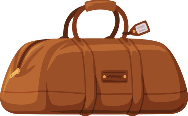 棕色皮革旅行袋，有把手和拉链图片下载