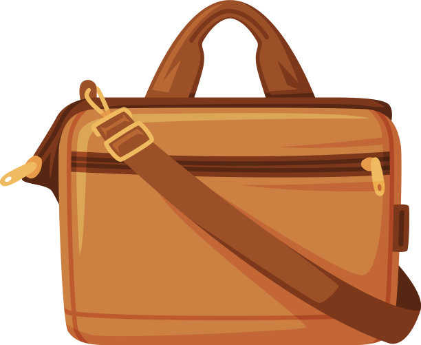 棕色皮革旅行袋，有把手和拉链图片下载