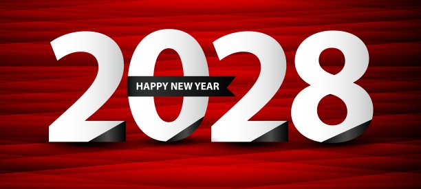 2028新年快乐模板，2028年庆祝标志矢量红色背景，2028数字设计，标志类型数字，新年庆祝，海报矢量，横幅，封面，卡片，宣传册，传单图片下载