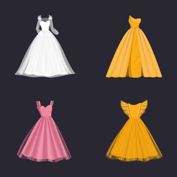 优雅美丽的连衣裙适合女生，黄色和粉色的连衣裙合二为一图片下载