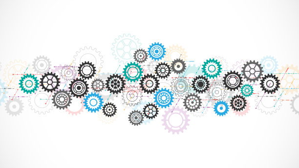 齿轮和齿轮机构。高技术数字技术与工程设计的概念与思路。机械工程的技术背景图片下载