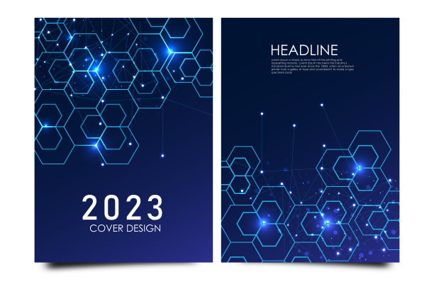 最小的小册子模板，杂志，传单，传单，封面，小册子，年度报告，横幅。医学、技术、化学的科学概念。六方分子结构图片下载