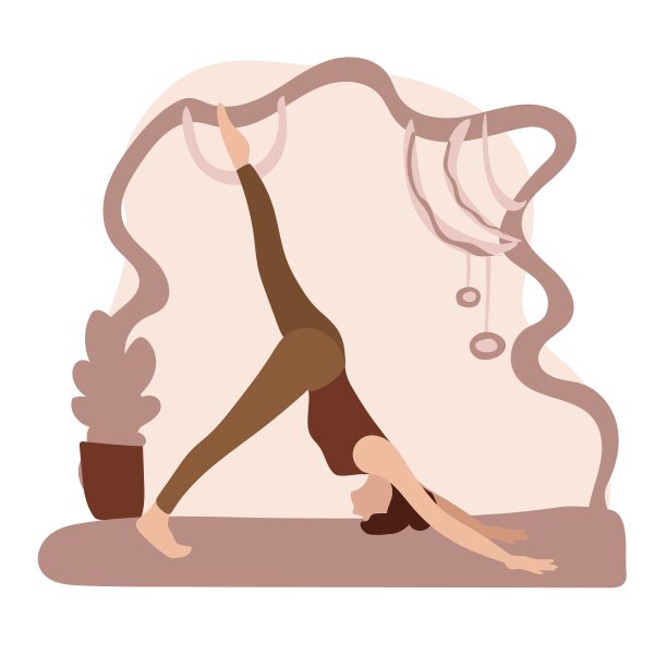 女人练习瑜伽锻炼身体。积极的人享受健美操。女人在练习身体拉伸。平的风格。向量。图片下载